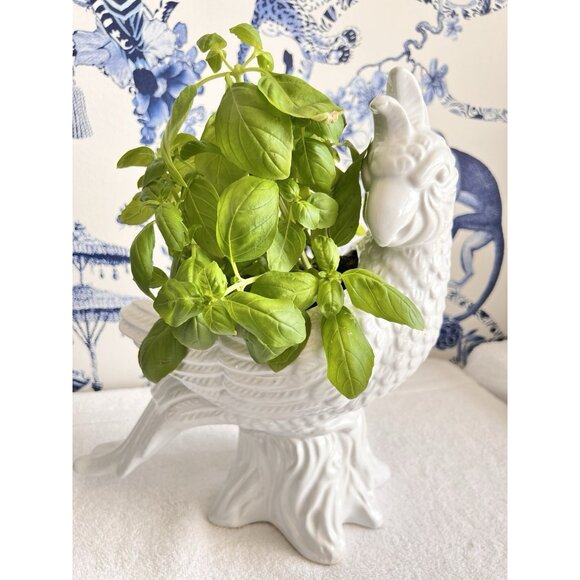 White COCKATOO Planter Vase 11.5"L x 5.5"W x 14"H Gloss Glazed Ceramic Pottery - Picture 13 of 14